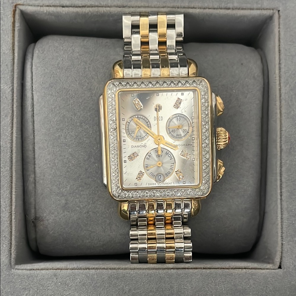 Michele Gold and Silver Chronograph Watch
